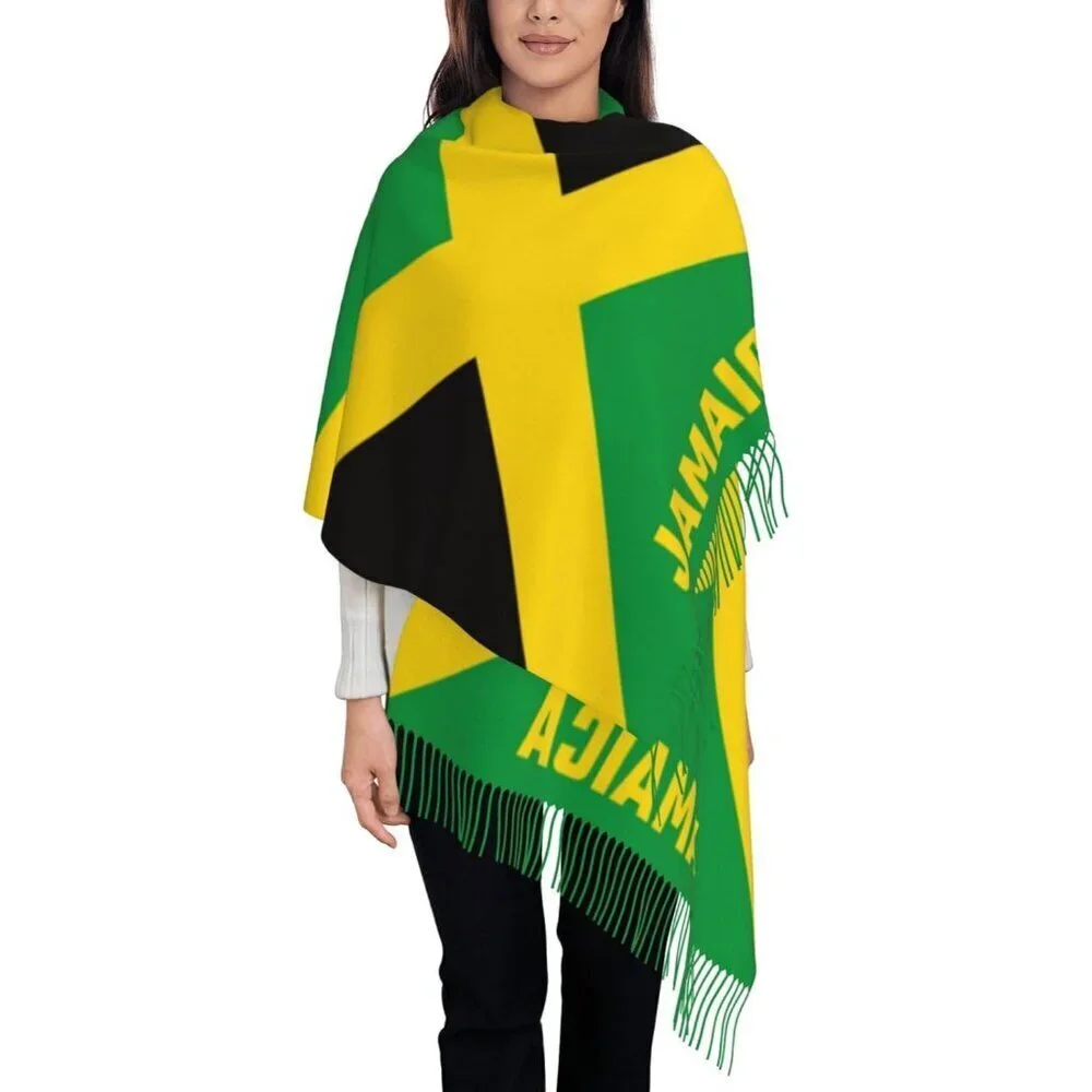 Women Jamaican Flag Shawl Wrap Faux Cashmere Large Soft Warm Scarf